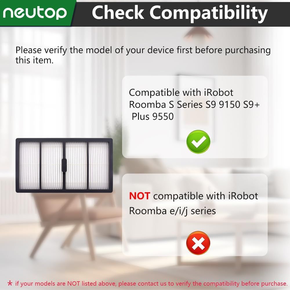 Replacement ilters Compatible with iRobot Roomba S Series S9 9150 S9+ Plus 9550 Robot Vacuums, 8-Pack. V1259-DP01-F-179