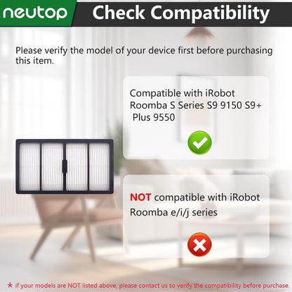 Replacement ilters Compatible with iRobot Roomba S Series S9 9150 S9+ Plus 9550 Robot Vacuums, 8-Pack. V1259-DP01-F-179