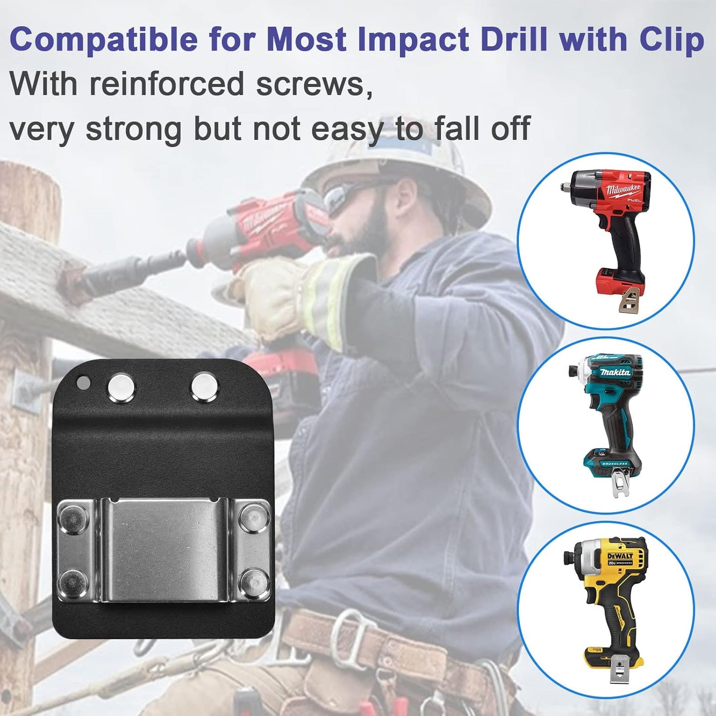 iGuerburn Drill Belt Holder & Hammer Holder Loop Clip on 2" Tool Belt for Impact Driver Drill Gun Nailer Rip V1259-DP01-F-2