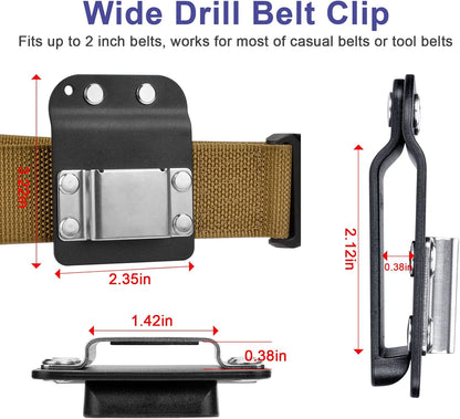 iGuerburn Drill Belt Holder & Hammer Holder Loop Clip on 2" Tool Belt for Impact Driver Drill Gun Nailer Rip V1259-DP01-F-2