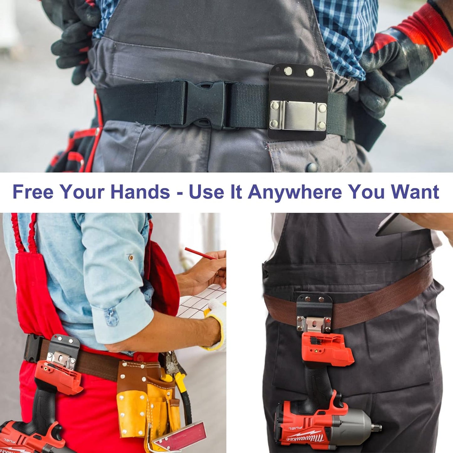iGuerburn Drill Belt Holder & Hammer Holder Loop Clip on 2" Tool Belt for Impact Driver Drill Gun Nailer Rip V1259-DP01-F-2