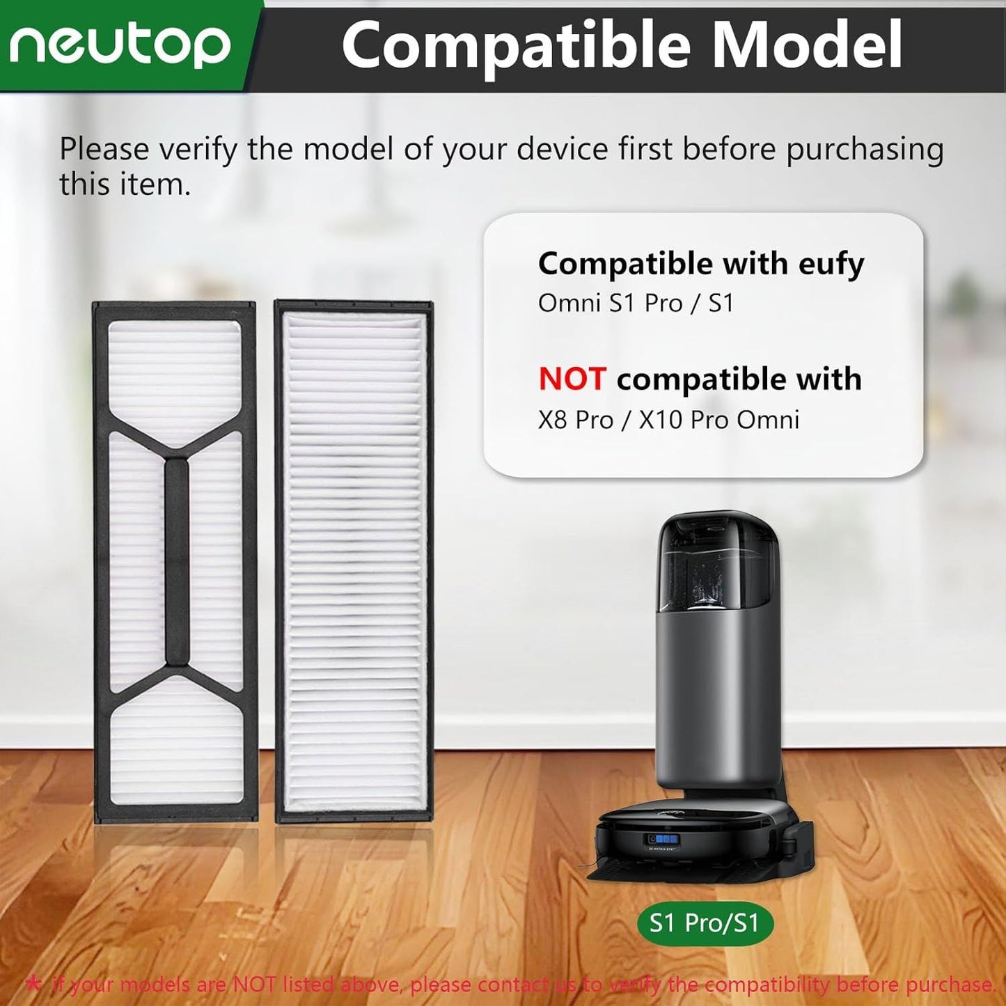 Hepa ilter Replacement Set, Compatible with euy Robot Vacuum Omni S1 Pro/S1, Vacuum Cleaner Accessories V1259-DP01-F-208