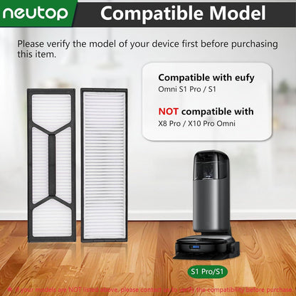 Hepa ilter Replacement Set, Compatible with euy Robot Vacuum Omni S1 Pro/S1, Vacuum Cleaner Accessories V1259-DP01-F-208