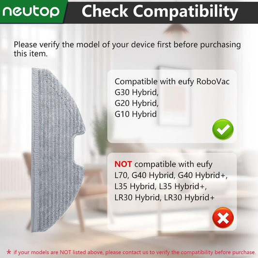 Replacement Washable Mopping Cloth Mop Pads Compatible with euy RoboVac G30/G20/G10 Hybrid, Robot Vacuums V1259-DP01-F-211