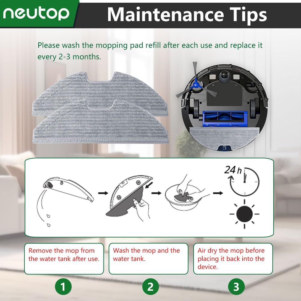 Replacement Washable Mopping Cloth Mop Pads Compatible with euy RoboVac G30/G20/G10 Hybrid, Robot Vacuums V1259-DP01-F-211