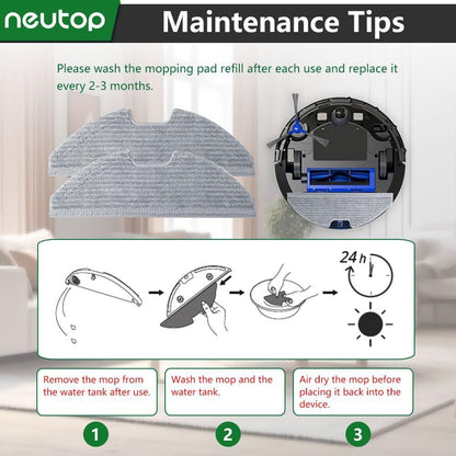 Replacement Washable Mopping Cloth Mop Pads Compatible with euy RoboVac G30/G20/G10 Hybrid, Robot Vacuums V1259-DP01-F-211