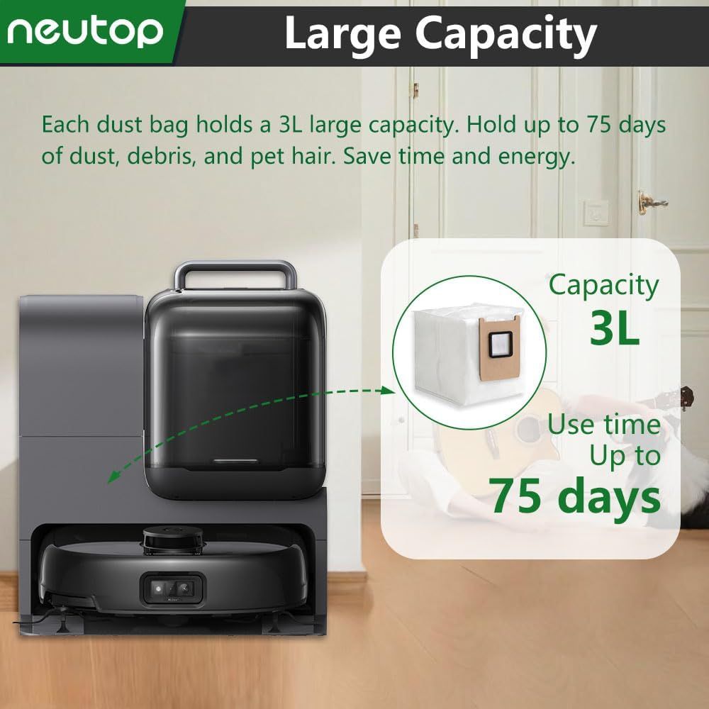 Replacement Dust Bags Compatible with euy E25/ E28/ C28, Robot Vacuum Parts Accessories Disposable Bags, V1259-DP01-F-213
