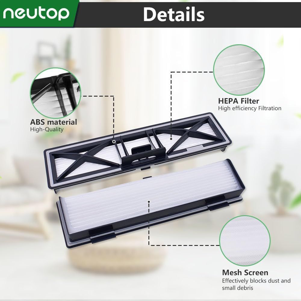 Gray Replacement H12 HEPA ilters Compatible with Neato D10, D9, D8, D7, D6, D5, D4, D3, Robotic Vacuum V1259-DP01-F-217