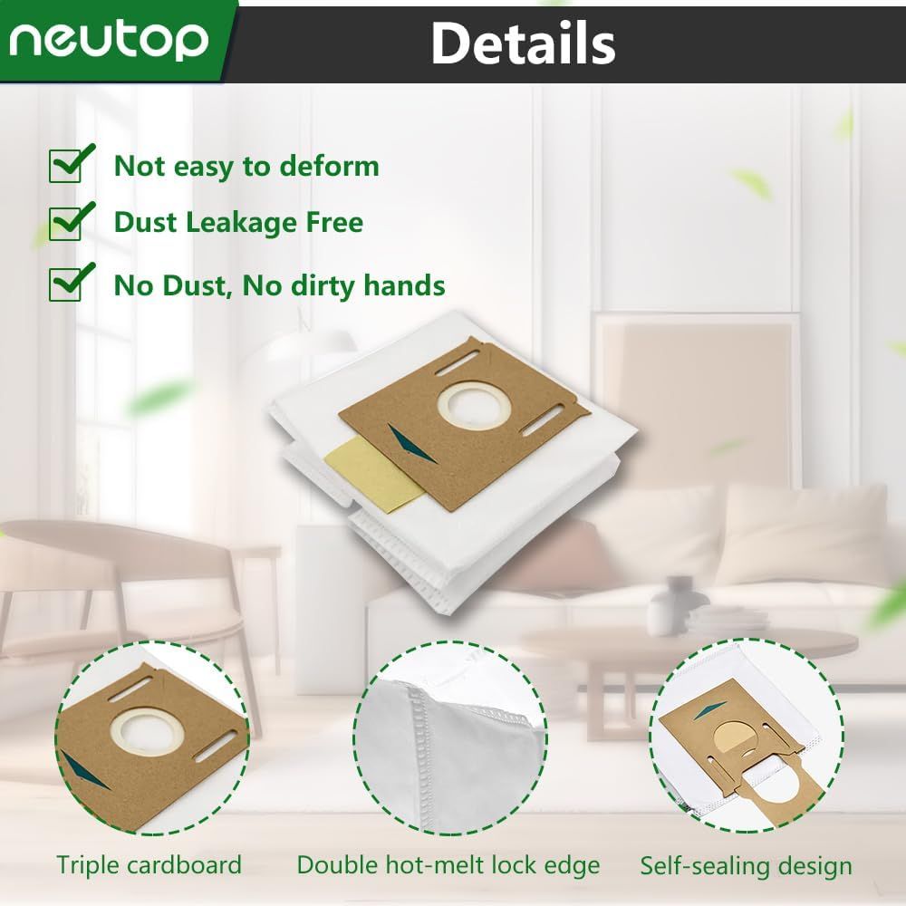 Replacement Disposable Dust Bags Compatible with Ecovacs Deebot T8, T8+, N8+, N8 Pro+, N10 Plus, Robot V1259-DP01-F-219