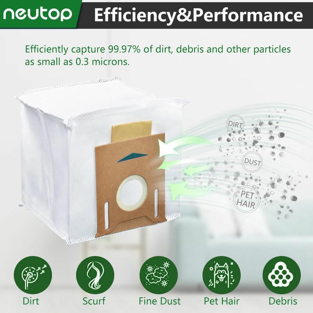 Replacement Disposable Dust Bags Compatible with Ecovacs Deebot T8, T8+, N8+, N8 Pro+, N10 Plus, Robot V1259-DP01-F-219