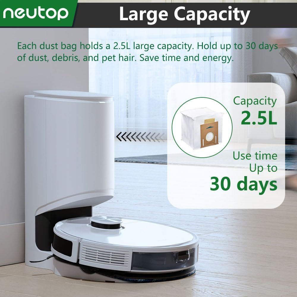 Replacement Disposable Dust Bags Compatible with Ecovacs Deebot T8, T8+, N8+, N8 Pro+, N10 Plus, Robot V1259-DP01-F-219