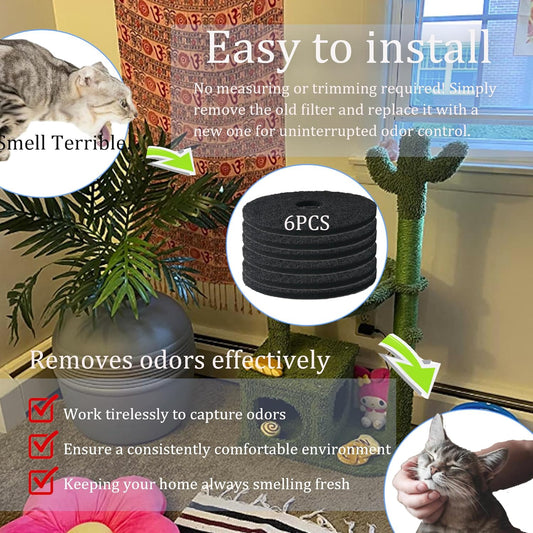 Cat Litter Box Replacement Carbon Charcoal Filters Compatible with Hidden Cat Litter Box( 6PCS ) - Activated V1259-DP01-F-22