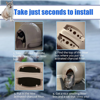 Carbon Filters Compatible with Petmate Booda Clean Step Cat Litter Box - Thickened and Durable Activated V1259-DP01-F-24