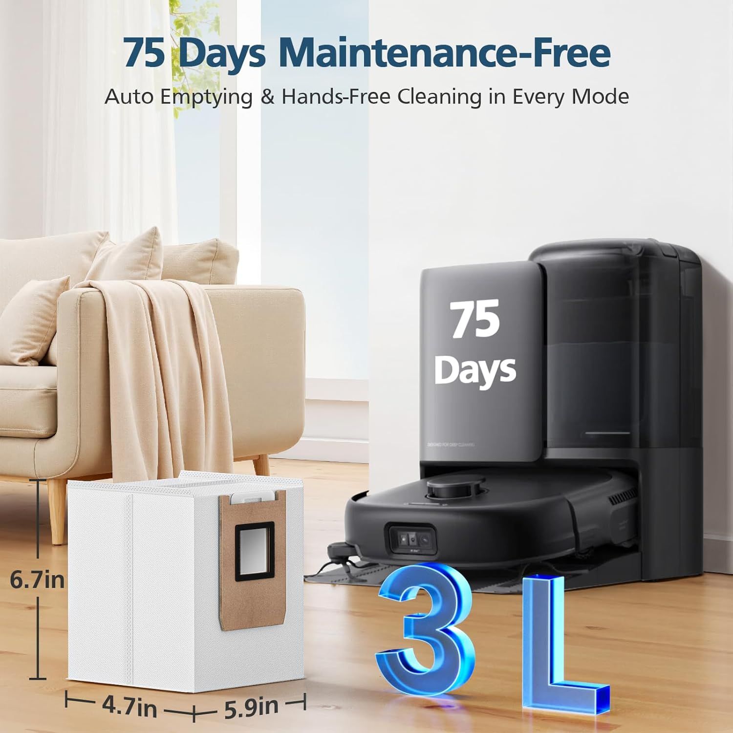 E25 / E28 Dust Bag, 20 Pcs Vacuum Bags or Euy E25, E28, E20, C28 Robot Vacuum, 3L Large Capacity Replacement V1259-DP01-F-243