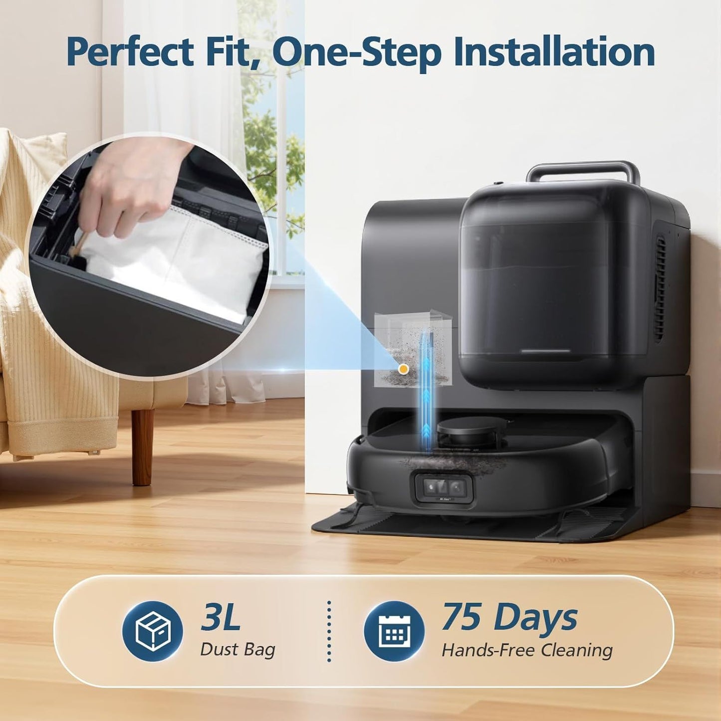E25 / E28 Dust Bag, 20 Pcs Vacuum Bags or Euy E25, E28, E20, C28 Robot Vacuum, 3L Large Capacity Replacement V1259-DP01-F-243