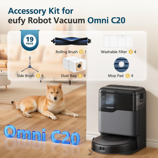 Omni C20 Accessory Kit or euy Omni C20 Robot Vacuum, 19 PACK Replacement Parts Include: 1* Main Rolling V1259-DP01-F-245