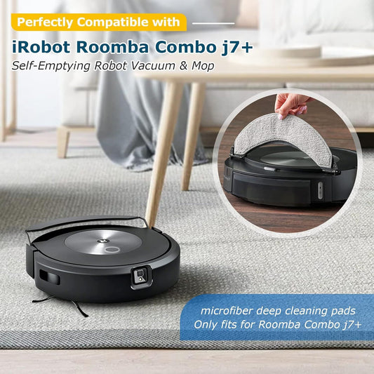 4 Pack Replacement Mop Pads or i-Robot Roomba Combo j7+/ j9+ Accessories, Microiber Washable Mopping Pad or V1259-DP01-F-247