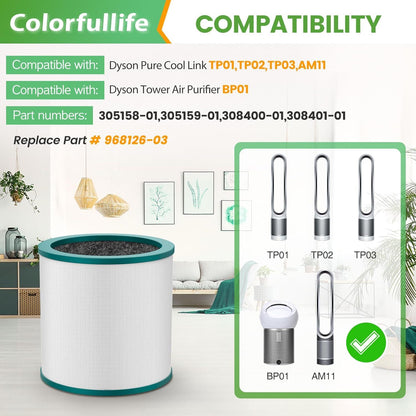 Replacement Air Puriier ilter or Dyson Tower Puriier Pure Cool Link TP01, TP02, TP03, BP01, Compare to Part V1259-DP01-F-267