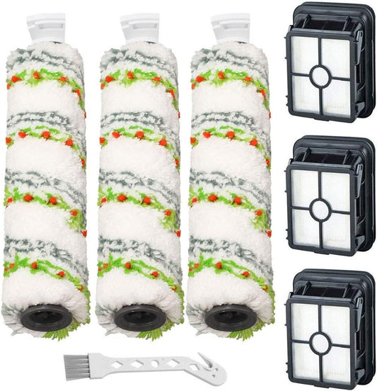 3 Pack Multi-Surace Pet Brush Rolls 2788 and 3 Pack Vacuum ilters 1866 or Bissell CrossWave Max 2554 2590 V1259-DP01-F-287