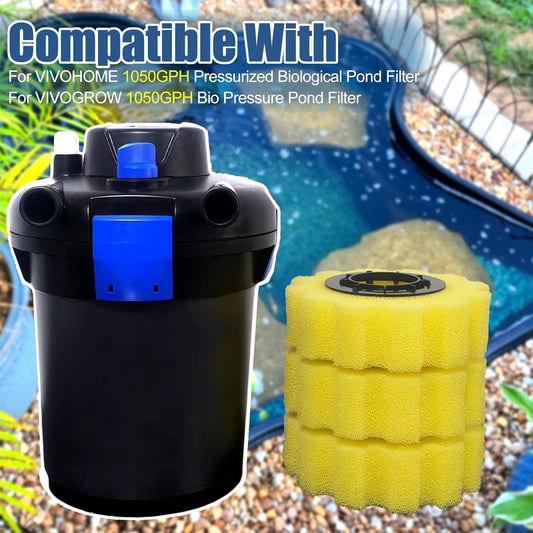 Sponge Filter Media Pad For Vivohome 1050 GPH Grech Pond Bio Pressure Filter Foam Koi Fish, Sponge for V1259-DP01-F-30