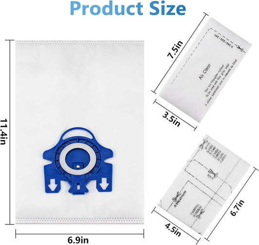 10 Packs 3D Airclean Bags Replacement or Miele GN Vacuum Cleaner Bags it or Miele Classic C2 C3 S2 S5 S8 S400 V1259-DP01-F-309