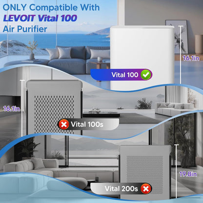 Vital 100 Replacement ilter Compatible With LEVOIT Vital 100 Air Puriier, 3-in-1 Great High-Eiciency V1259-DP01-F-310