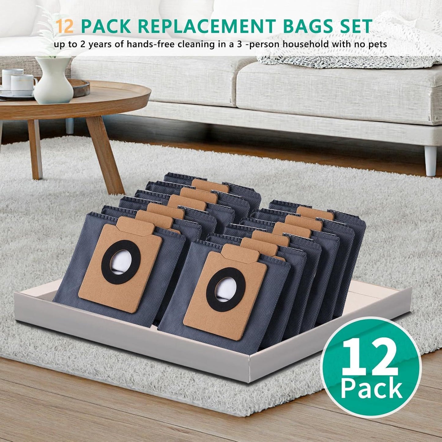 Dust Bags or euy X10 Pro Omni Robot Vacuum & X8 Pro with Sel-Empty Station, Large Capacaity, 12 Pack V1259-DP01-F-331