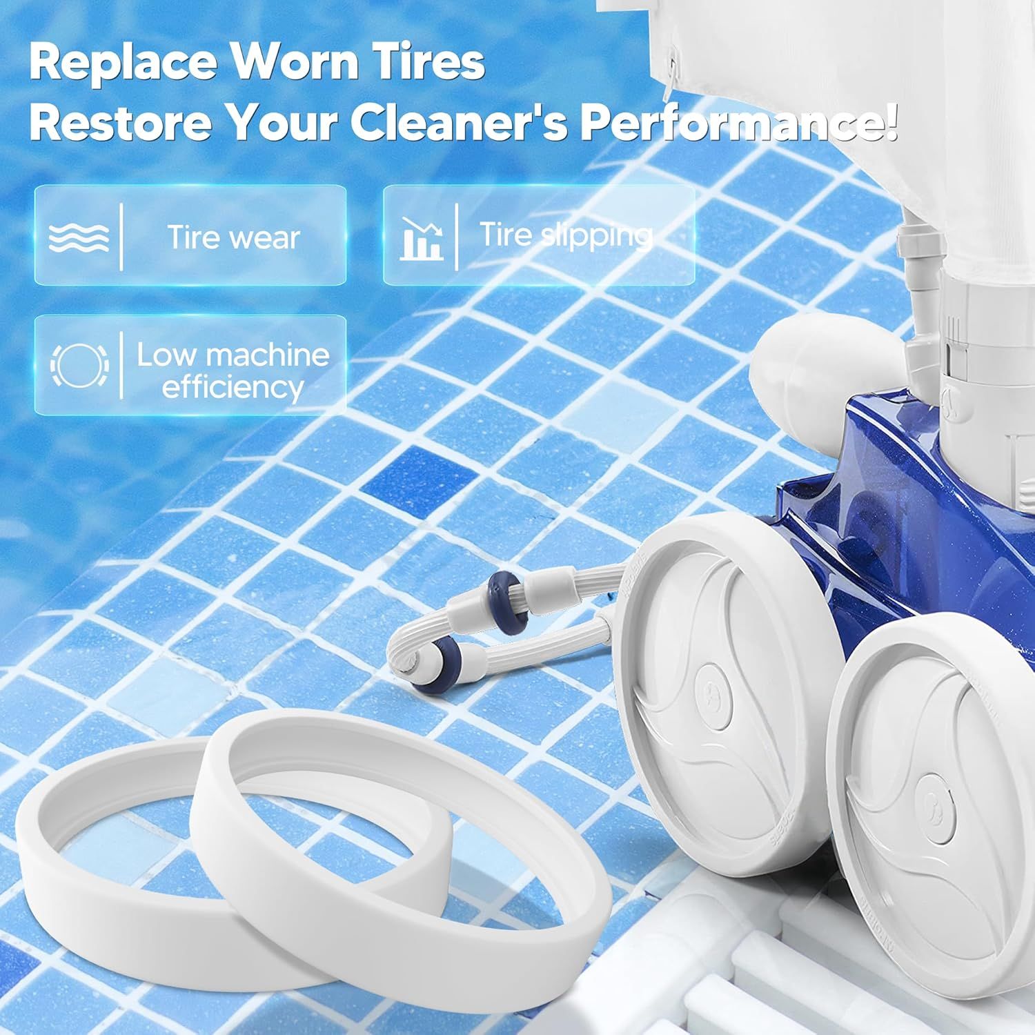 Pool Cleaner All Purpose Tire Replacement Part Compatible with Polaris 280 360 180 380 C10 C-10 Pack o 3 V1259-DP01-F-340
