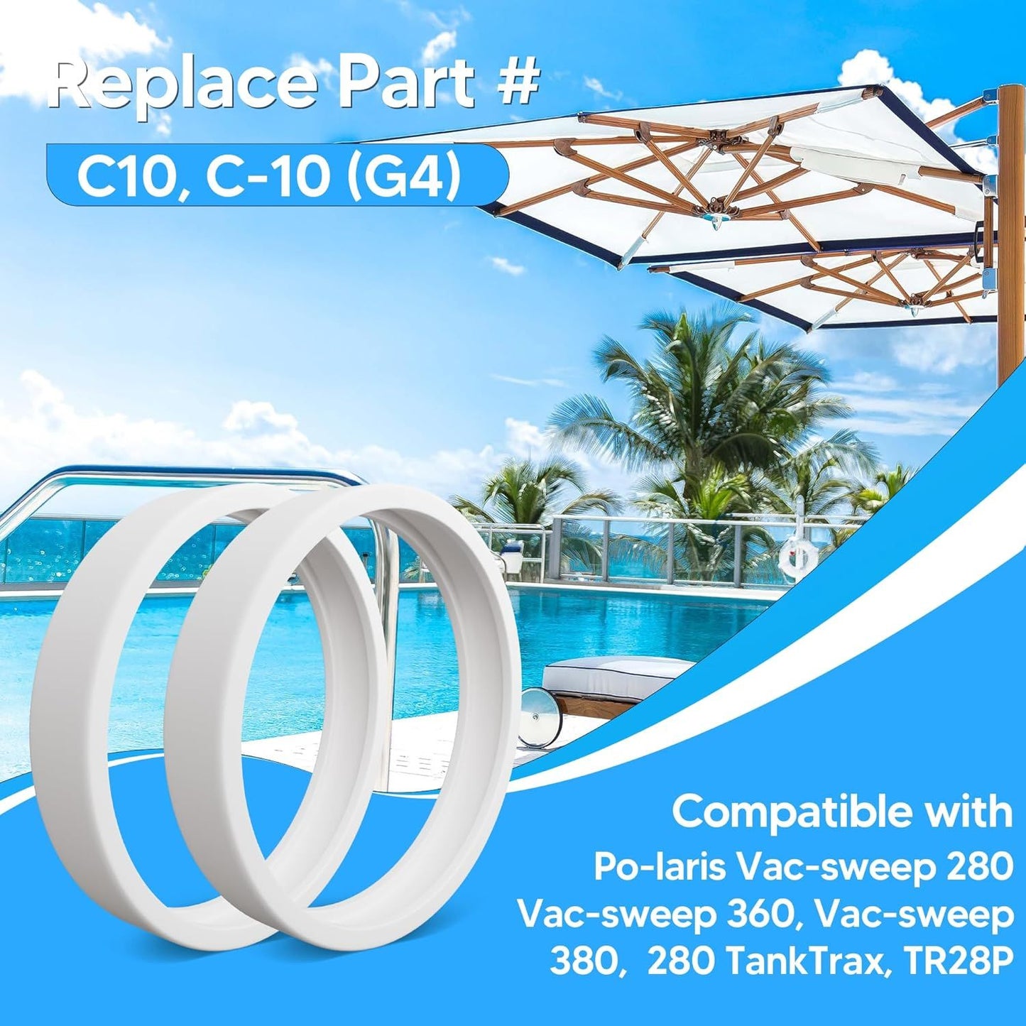 Pool Cleaner All Purpose Tire Replacement Part Compatible with Polaris 280 360 180 380 C10 C-10 Pack o 3 V1259-DP01-F-340