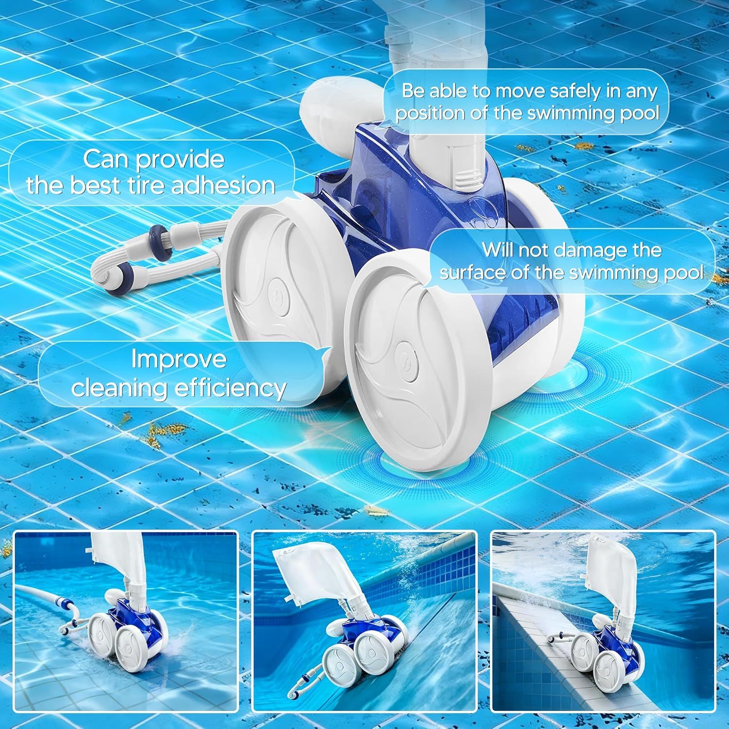 Pool Cleaner All Purpose Tire Replacement Part Compatible with Polaris 280 360 180 380 C10 C-10 Pack o 3 V1259-DP01-F-340