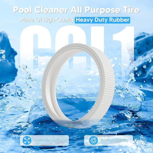 Upgraded Rubber Tire with Treads LLC1 Tire and 360007 Tire Replacement or Pentair Legend Pool Cleaner Wheel V1259-DP01-F-346