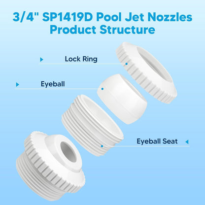 Pool Jet Nozzles 3/4" SP1419D low Inlet itting Opening Water Directional Pool Return ittings, 6 Pack V1259-DP01-F-348