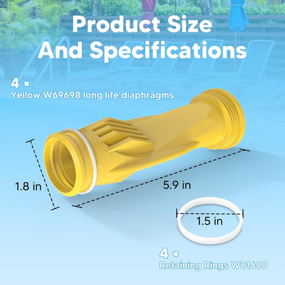 W69698 Pool Cleaner Diaphragm with W81600 Rataining Ring Long-Lie Replacement or Zodiac Baracuda G3 G4 (4 V1259-DP01-F-351