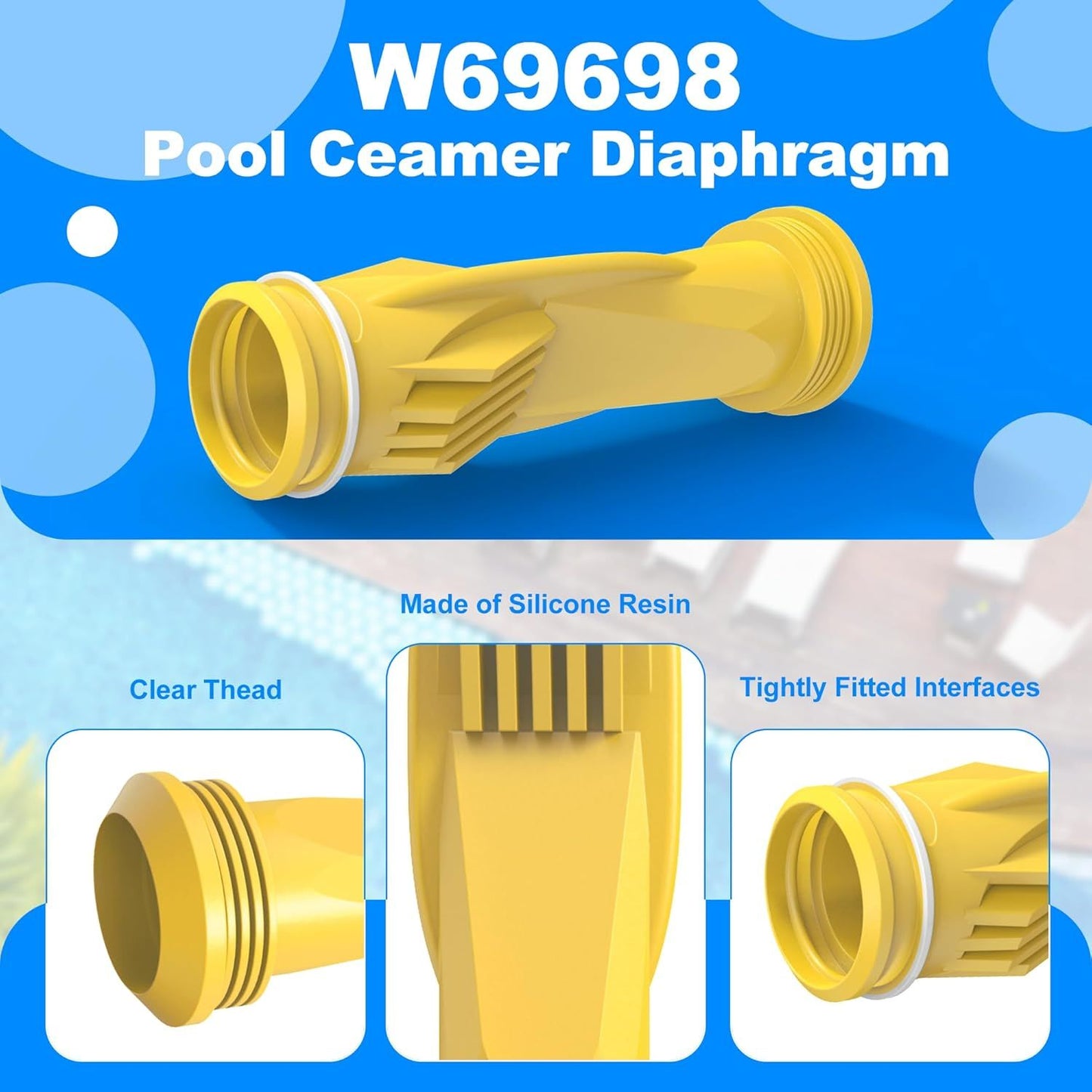 W69698 Pool Cleaner Diaphragm with W81600 Rataining Ring Long-Lie Replacement or Zodiac Baracuda G3 G4 (4 V1259-DP01-F-351
