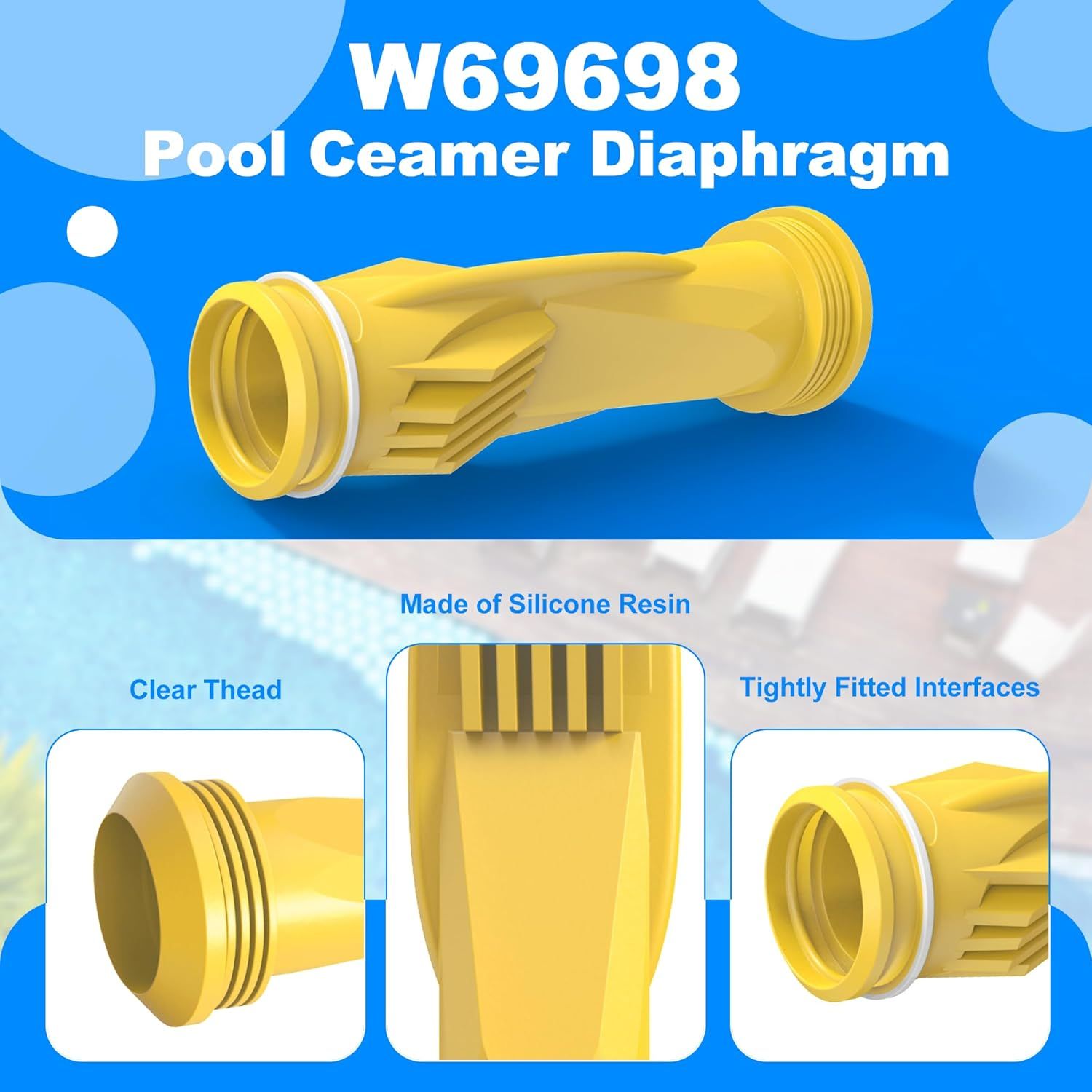 W69698 Pool Cleaner Diaphragm with W81600 Rataining Ring Long-Lie Replacement or Zodiac Baracuda G3 G4 (4 V1259-DP01-F-351