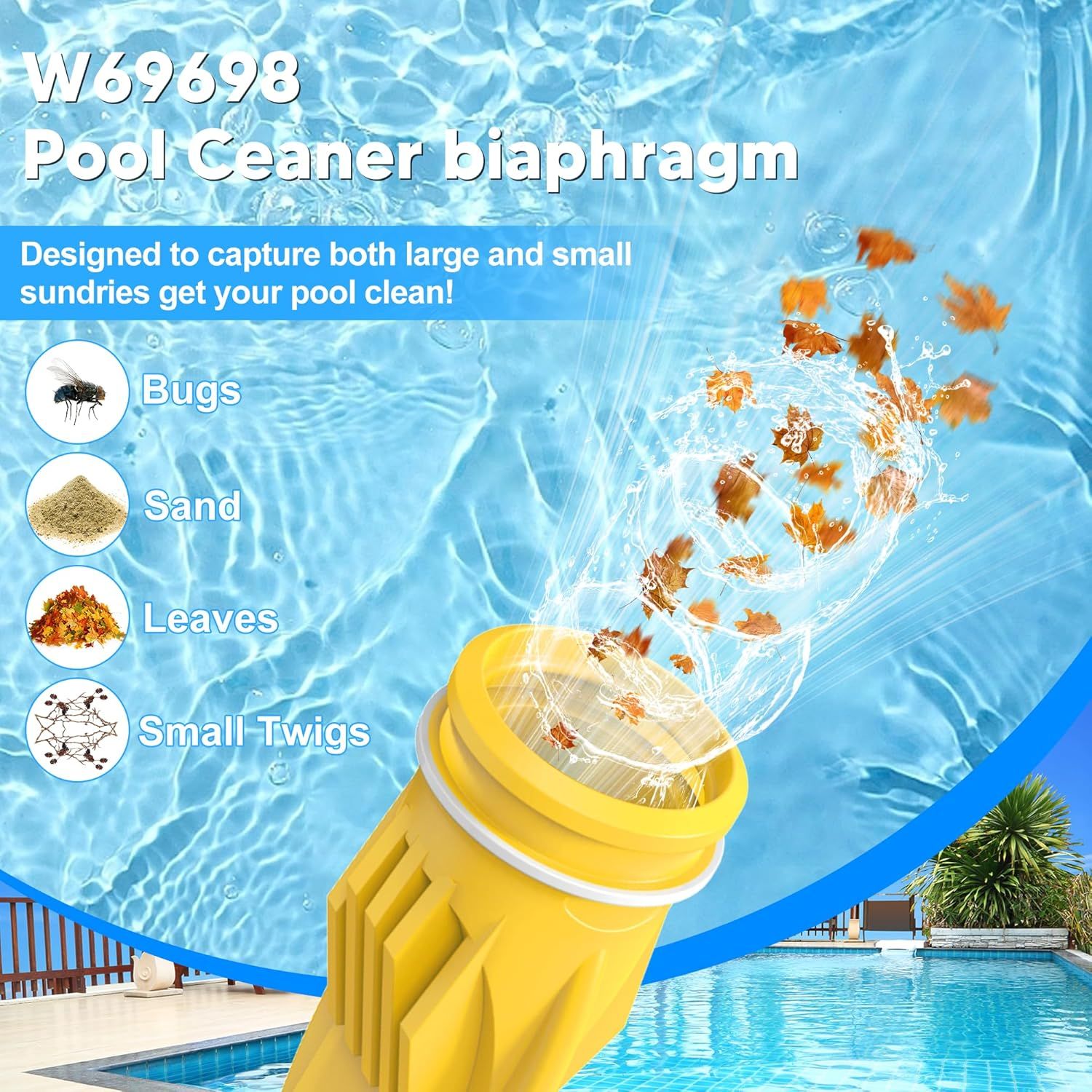 W69698 Pool Cleaner Diaphragm with W81600 Rataining Ring Long-Lie Replacement or Zodiac Baracuda G3 G4 (4 V1259-DP01-F-351