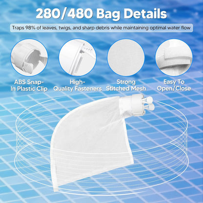 Pool Spa Bags ilter Bag Replacement or Polaris 280, 480 Pool Cleaner Bags K13 K16, 2 Pack V1259-DP01-F-353
