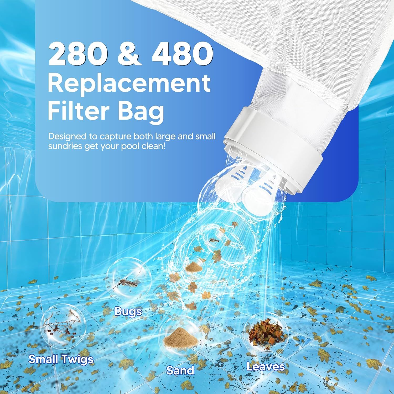 Pool Spa Bags ilter Bag Replacement or Polaris 280, 480 Pool Cleaner Bags K13 K16, 2 Pack V1259-DP01-F-353