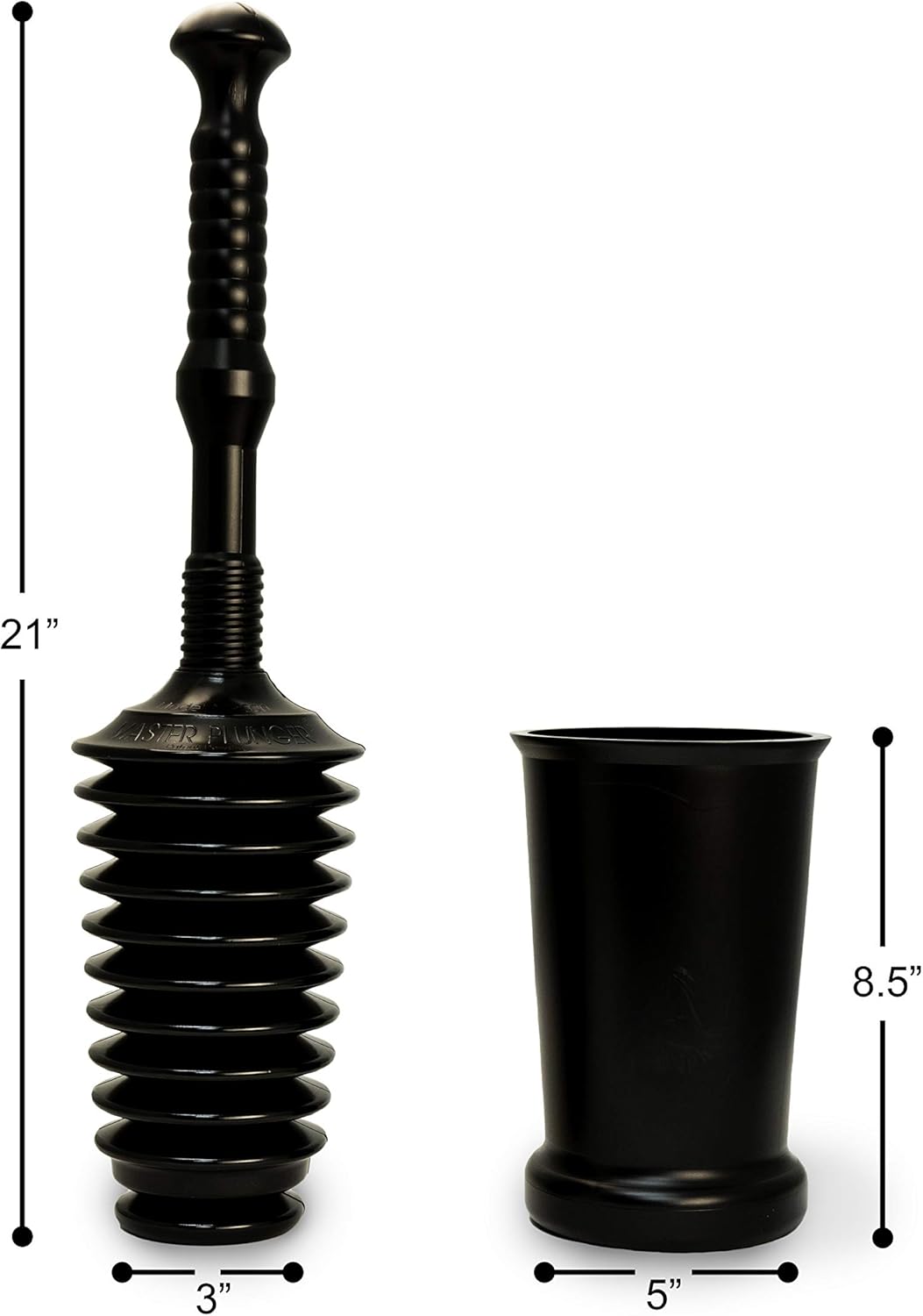 Master Plunger MP500-3TB Heavy Duty Bathroom Toilet Plunger Kit with Tall Bucket. Equipped with Air Release V1259-DP01-F-36