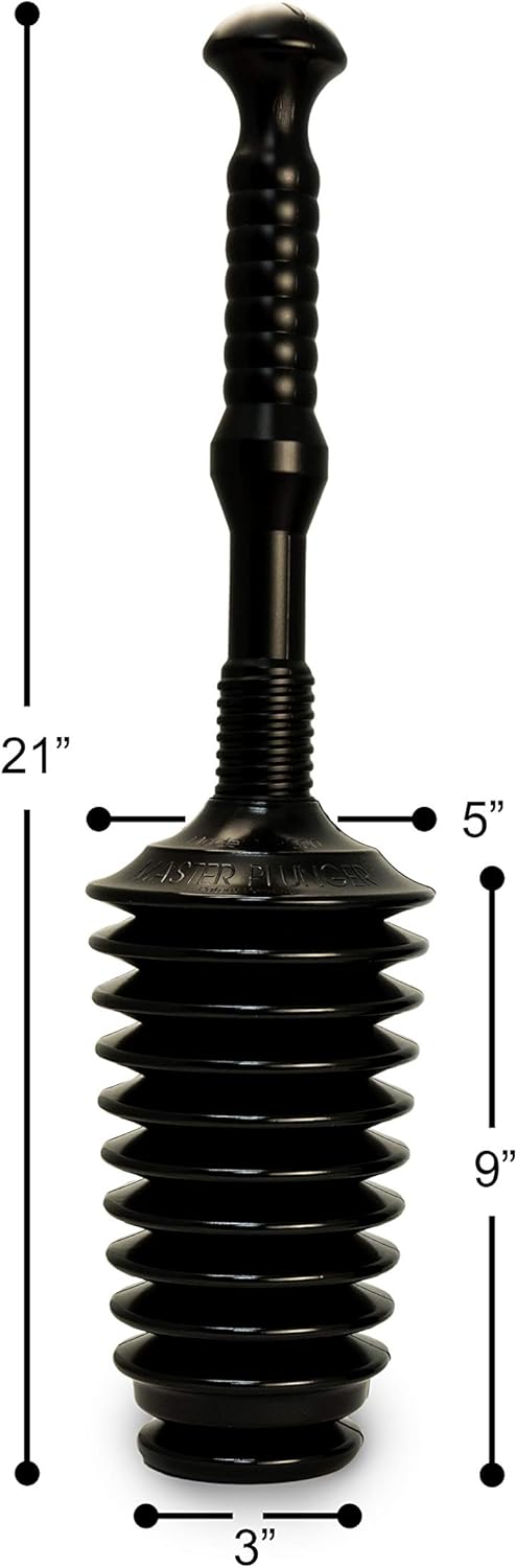 Master Plunger MP500-3TB Heavy Duty Bathroom Toilet Plunger Kit with Tall Bucket. Equipped with Air Release V1259-DP01-F-36