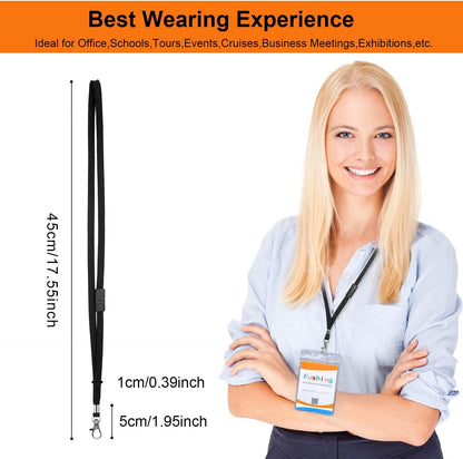 Breakaway Neck Lanyards Key Chain - Black Badge Lanyards or ID Badge Holders, Comortable Neck Straps V1259-DP01-F-377