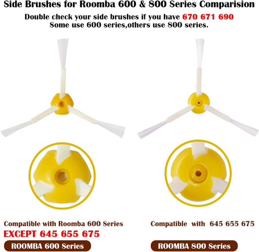 Accessory Replacement Kit Bristle Beater & Side Brushes & Aero Vac ilters Compatible with iRobot Roomba 600 V1259-DP01-F-388