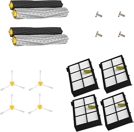 Extractor Roller Side Brushes & Hepa ilters Replenishment Kit Compatible with iRobot Roomba 800 900 Series V1259-DP01-F-394