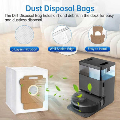 Replacement Parts Compatible with Combo 405/505, 24-Piece Set with 2 Roller Brushes, 6 Dust Bags, 6 Side V1259-DP01-F-397