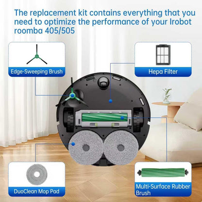 Replacement Parts Compatible with Combo 405/505, 24-Piece Set with 2 Roller Brushes, 6 Dust Bags, 6 Side V1259-DP01-F-397