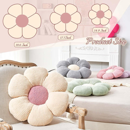 Flower Throw Pillow, Soft Sage Green 14.9" Shaped Floor Pillow for Home Decor, Cute Aesthetic Plush V1259-DP01-F-40