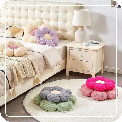 Flower Throw Pillow, Soft Sage Green 14.9" Shaped Floor Pillow for Home Decor, Cute Aesthetic Plush V1259-DP01-F-40