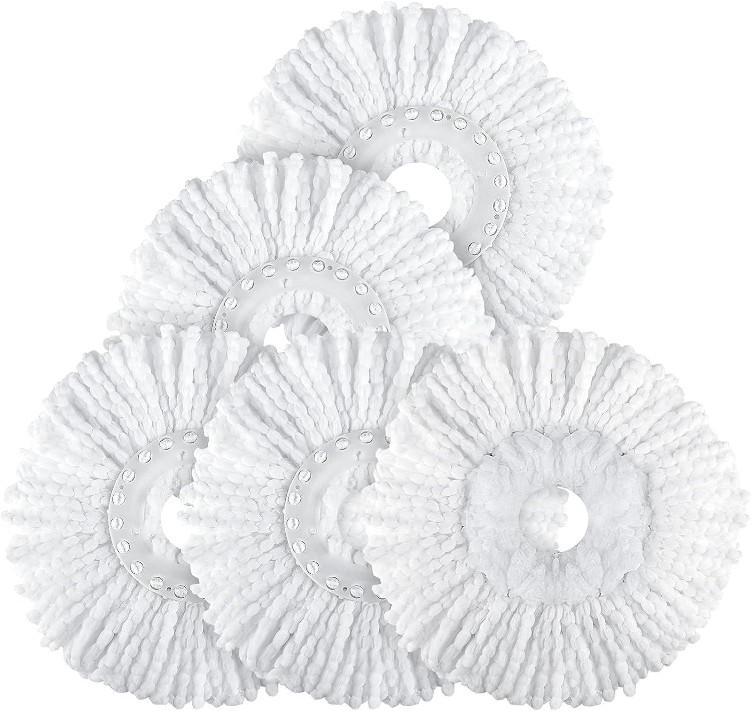 Spin Mop Replacement Head 5 Pack Magic Mop Reill or Hurricane 360 degrees Systems, Microiber Spin Mop Head, V1259-DP01-F-402