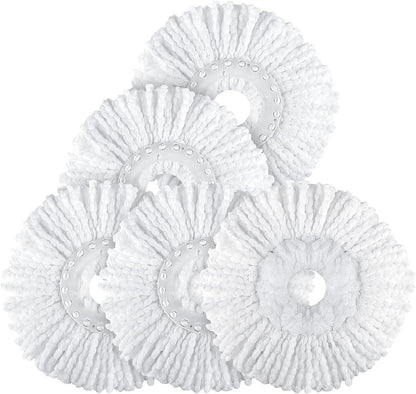 Spin Mop Replacement Head 5 Pack Magic Mop Reill or Hurricane 360 degrees Systems, Microiber Spin Mop Head, V1259-DP01-F-402