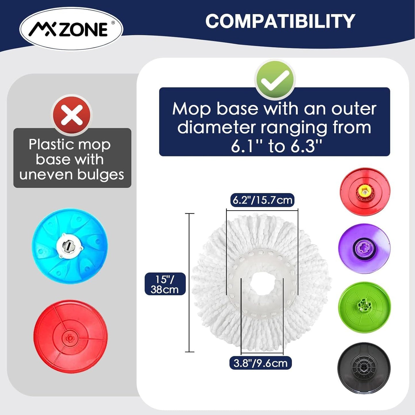 Spin Mop Replacement Head 5 Pack Magic Mop Reill or Hurricane 360 degrees Systems, Microiber Spin Mop Head, V1259-DP01-F-402